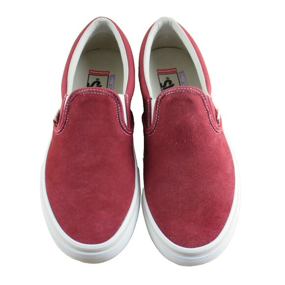 Vans Men's Skate Slip On Sun Dried Tomato Red Suede Canvas shoes Sizes NIB - Picture 3 of 7